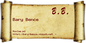 Bary Bence névjegykártya